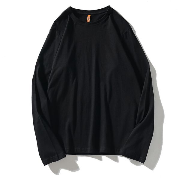 

fgkks new men t-shirt spring autumn brand men's solid color simple basic cotton long-sleeved tee shirt male y0322, White;black