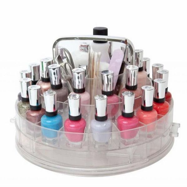 

rotating nail polish holder box display rack stand case organizer storage acrylic art hand portable boxes & bins