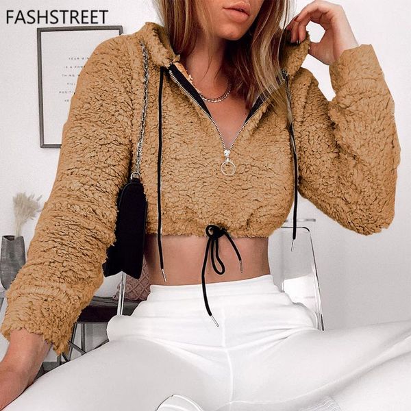 

women's hoodies & sweatshirts fashstreet casual long sleeve oversize hoodie women clothing fall drawstring crewneck sweatshirt plush sp, Black