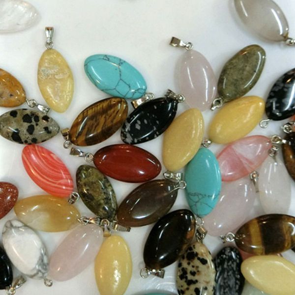 

colorful diy natural stone crystal pendant necklaces for women men lover fashion decor jewelry with alloy chain, Silver