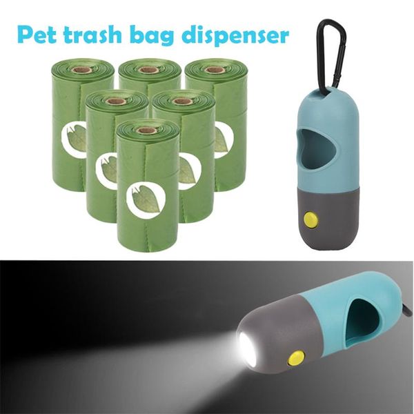 

portable pet poop bags dispenser led light waste bag for leash not includes battery degradable dog travel & outdoors