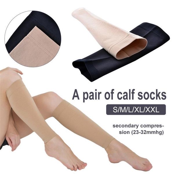 

arm & leg warmers secondary compression calf socks anti-curved elastic non-slip sleeve footless basketball sport protector, Black