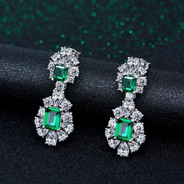 

dangle & chandelier knriquen 100% real silver high carbon diamond emerald women drop earrings party bridal wedding earring fine jewelry gift