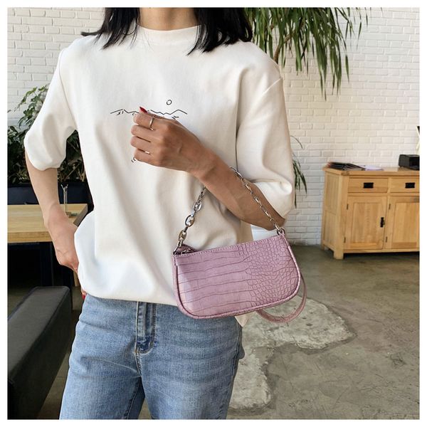 

fashion crocodile pattern baguette bags mini pu leather shoulder bag chain hand