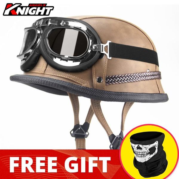 

motorcycle helmets leather casco moto helmet motocross retro open face dot certification german half size s-xxl