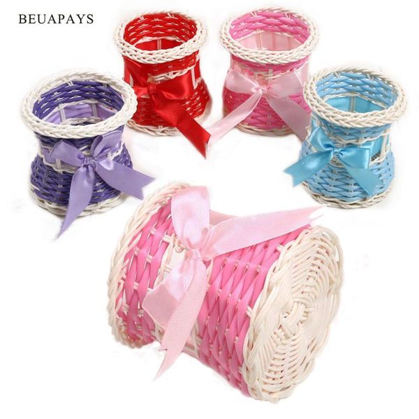 

gift wrap 12pcs exquisite hand woven plastic rattan storage candy box wedding baby shower frame home decoration ornament bow pendant