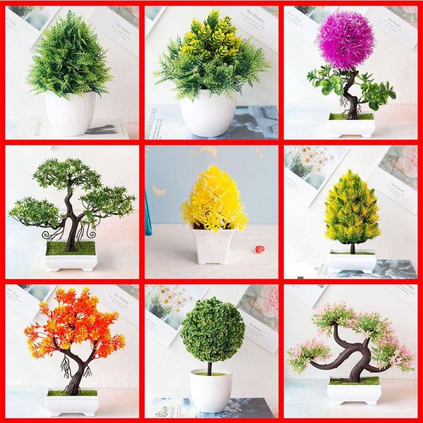 

artificial plants potted bonsai green small tree fake flowers table ornaments for home garden party el decor decorative & wreaths