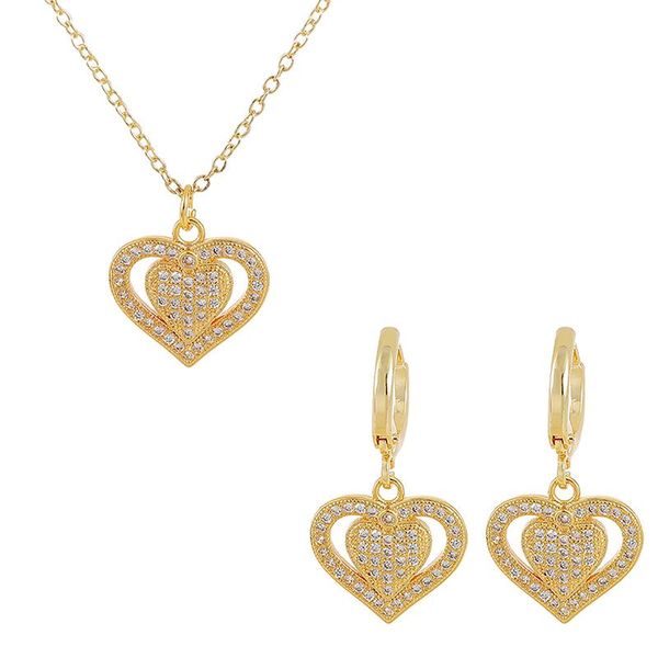 

earrings & necklace elegance romantic love heart handmade statement earring gold color clavicle chain choker necklaces for women jewelry set, Silver