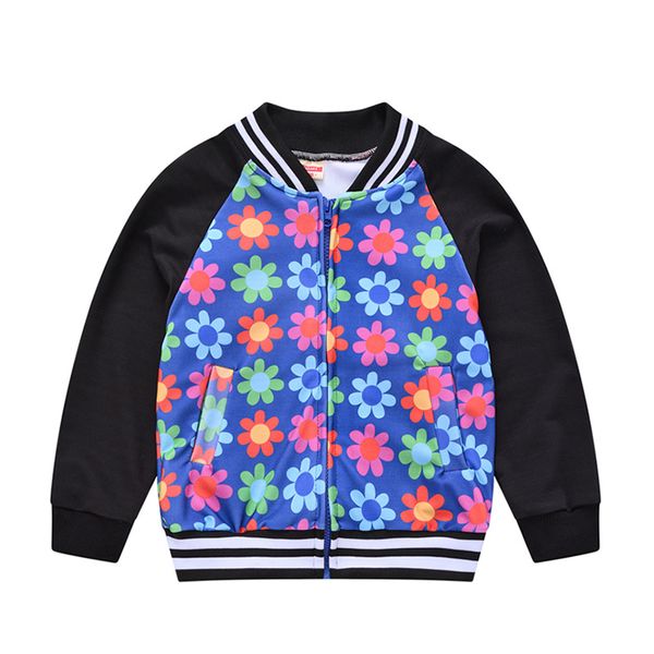 

2021 autumn colorblock coat baby girl clothes cartoon printed baseball uniform fashion jacket for girls for 2-6 years old, Blue;gray