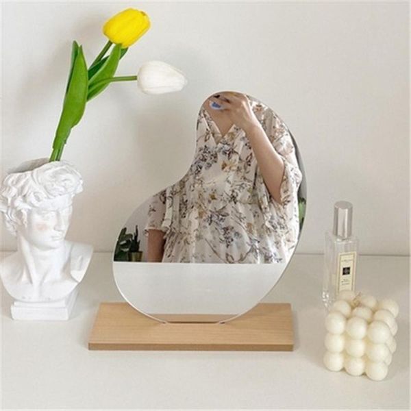 

mirrors korean style makeup mirror ins irregular acrylic decorative wooden base cosmetic de maquillaje make-up beauty tools