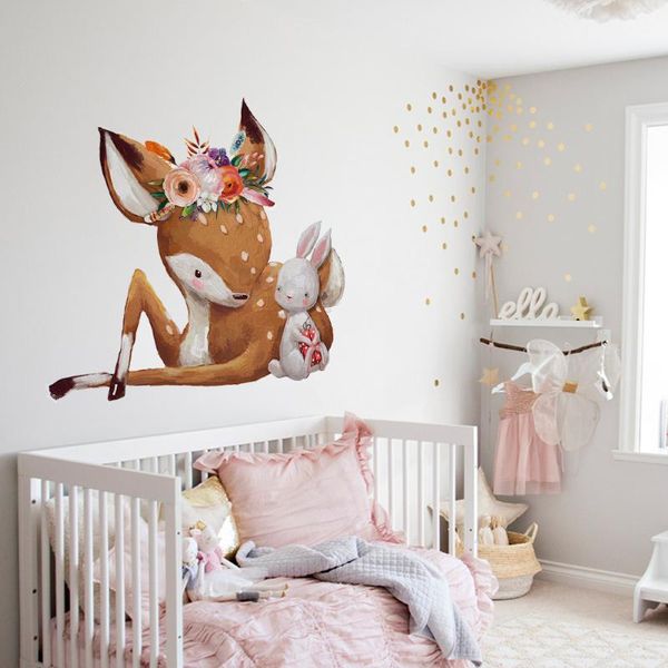 

wall stickers cute deer removable decorative decals kindergarten for girls bedroom
