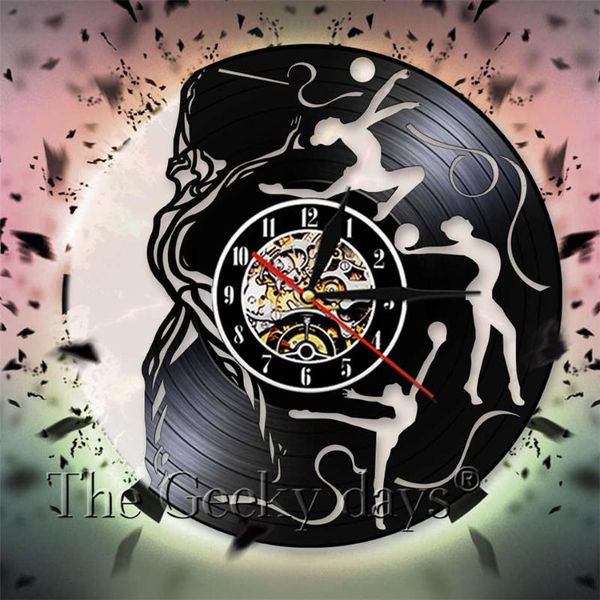 

wall clocks gymnast art dancing room decor gymnastics decoration clock sports girl tumbling record modern design