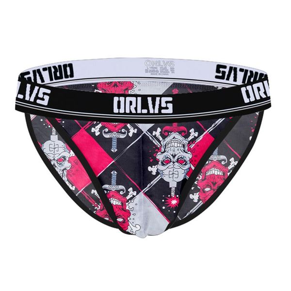 

underpants fashion cotton man underwear briefs jockstrap soft men's bikini gay skull printed for male, Black;white