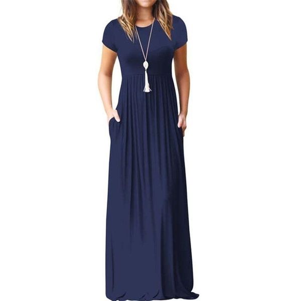 

elegant long summer dres short sleeve maxi ladies party casual es female robe femme green red xxl 210623, Black;gray