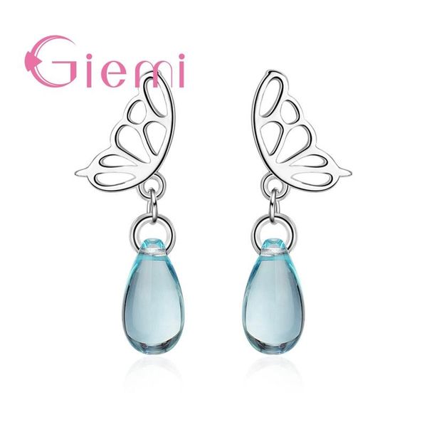 

women year gift butterfly earrings for sale 925 sterling silver cibic zirconia water drop shape jewelry dangle & chandelier