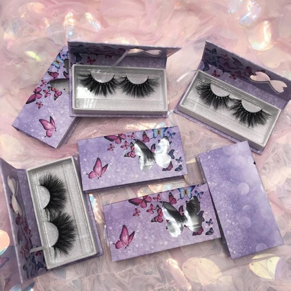 

arrivals 25mm 3d mink fluffy eyelashes with purple butterfly cases real lashes1