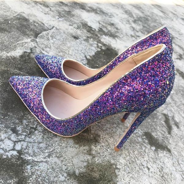 

dress shoes real pos woman symphony purple sequin heel pumps pointed toe stiletto wedding, Black
