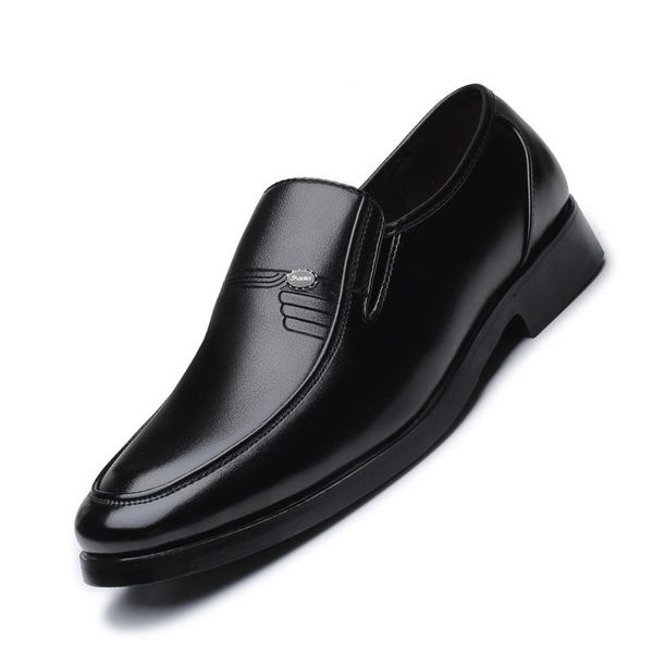 

dress shoes men leather formal business male office work flat oxford breathable party wedding anniversary, Black