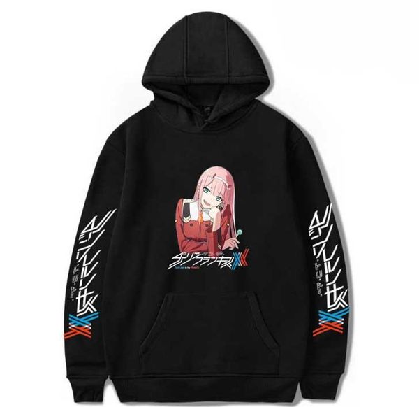

women's hoodies & sweatshirts darling in the franxx hoodie sweatshirt men women fashion casual autumn pullover 2021 clothes hip hop, Black