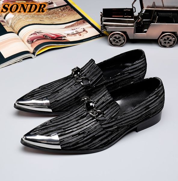 

classic business mens dress shoes fashion genuine leather round toe wedding men slip on office oxford shoes calzado hombre, Black