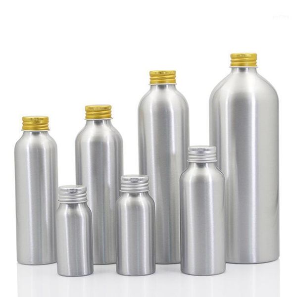 

storage bottles & jars 20pcs 30/50/100/120/150/250ml empty aluminium bottle with gold and silver cap metal fine mist cosmetic containers too