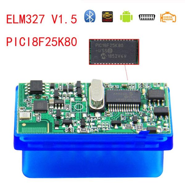 

code readers & scan tools mini elm327 bluetooth v1.5 25k80 obd2 car diagnostic tool elm 327 2.0 for android/symbian obdii protocol