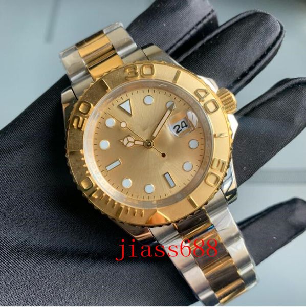 

men's watch yacht style 40mm silver dial master automatic mechanical sapphire glass classic model folding buckle clasp wristwatch, Slivery;brown