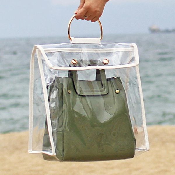 

storage bags ladies clear dustproof wardrobe hang hook bag handbag tote holder