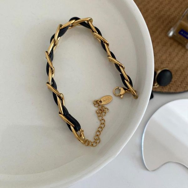 

bangle ch-507 korean fashion design geometric chain bracelet simple retro personality trendy net red jewelry female, Black