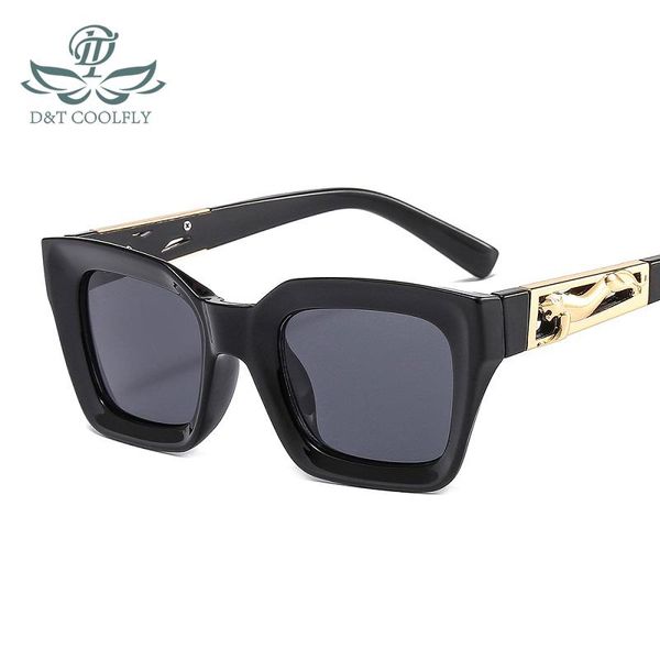 

d&t 2021 fashion cat eye sunglasses women men pc gradients lens metal leopard frame brand designer luxury trend sun glasses, White;black
