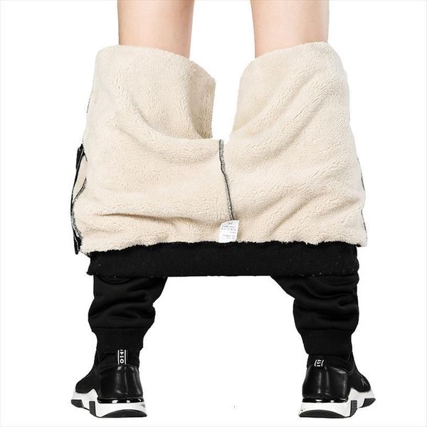 

wool velvet cashmere thick women pant fleece joggers winter warm heavyweight trousers sweatpants, Black