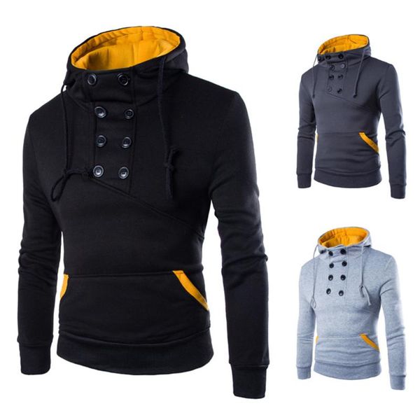 

men's hoodies & sweatshirts 2021 men casual solid long sleeve hoodie slim fit pullovers sweatshirt novelty personality top, Black