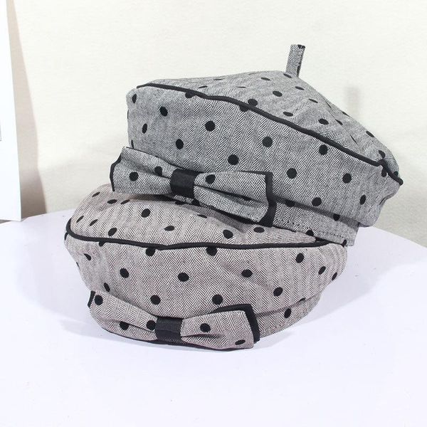 

berets 2021 beret women's korean black dot mesh sweet lady cap women leisure painter hat winter boina baret chapeu feminino, Blue;gray