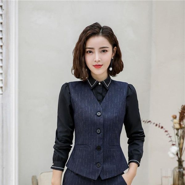 

women's vests 2021 spring summer formal uniform designs blazers women waistcoat & vest ladies business work wear casual clothes stripe, Black;white