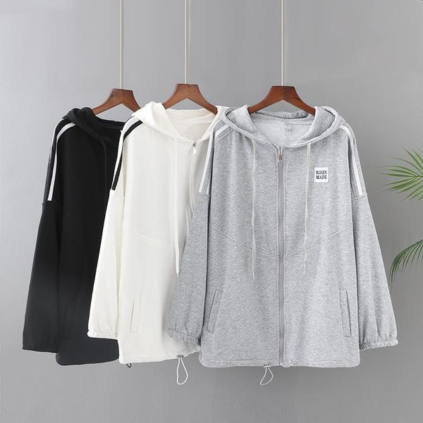 

plus size t-shirt casual jacket for women xl-4xl spring and autumn wear long sleeve hooded sports large fatlady's, Black