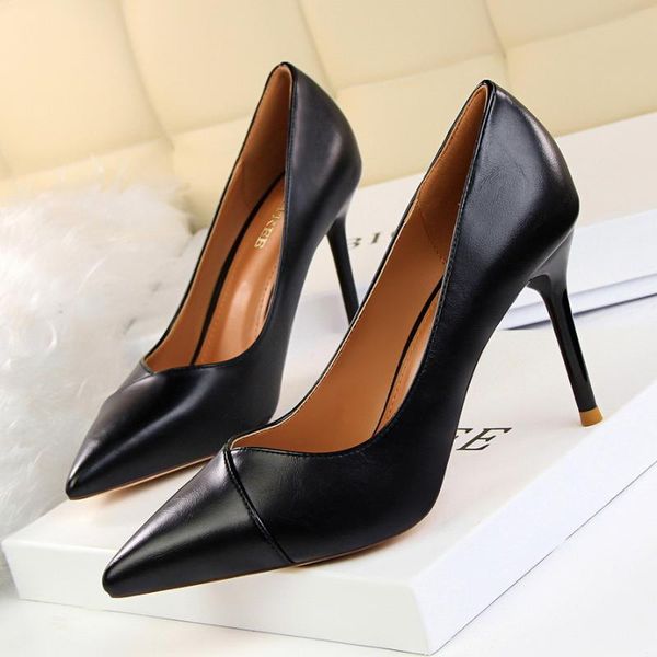 

dress shoes 9cm pumps fashion was thin and simple professional ol women's with stiletto heels shallow pointed, Black