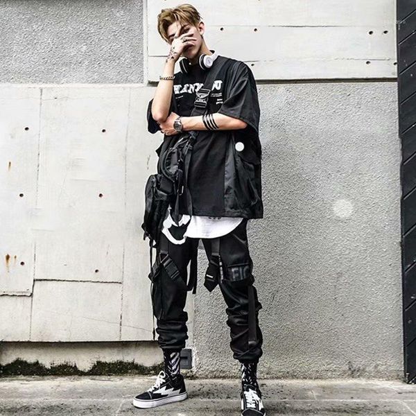 

men's pants 2021 overalls loose tide brand ins hip-hop wide-leg straight leg, Black