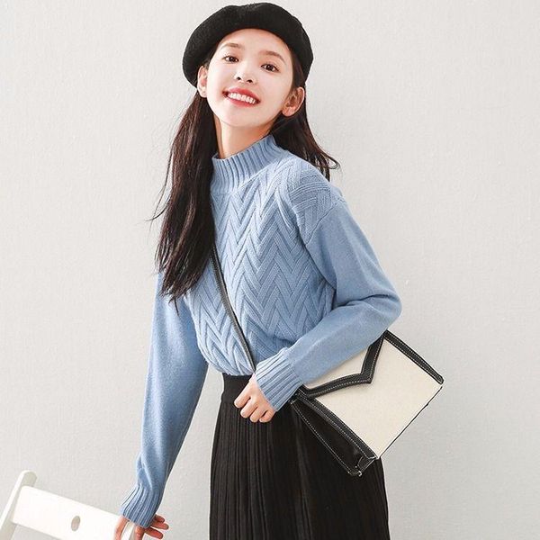 

women's sweaters 2021 fall winter sweater women casual long sleeve o-neck warm soft pullovers korean style solid fashion basic knitwear, White;black