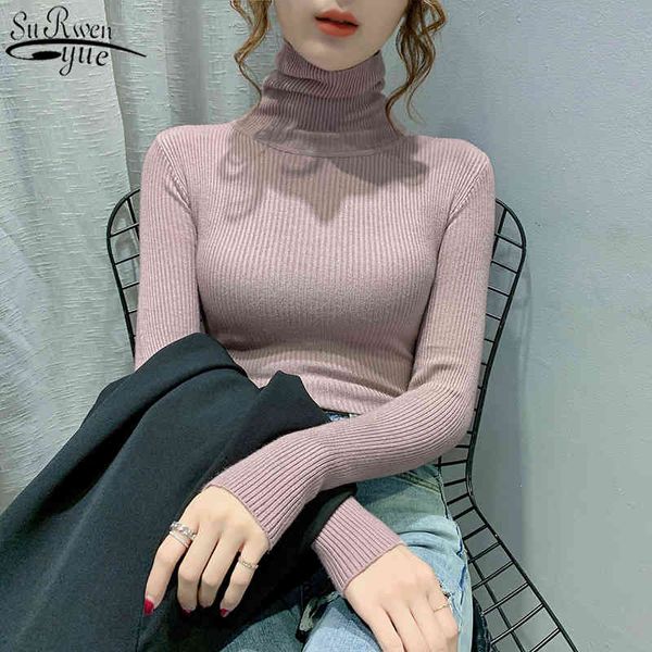 

solid knitted jumper fashion long sleeve sweater pullover women's turtleneck winter clothes women bottoming 11555 210427, White;black