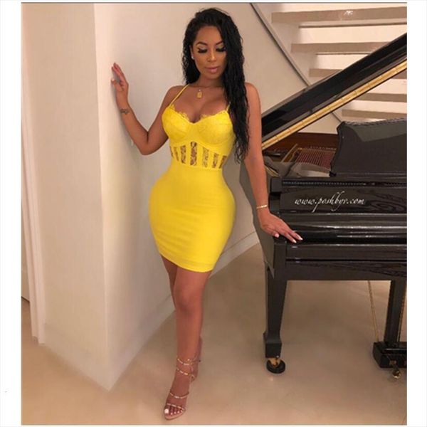 

backless women dress v neck lace yellow mini bandage knitted elastic bodycon evening clubparty, Black;gray