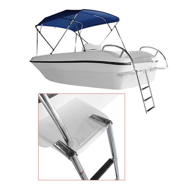 

pool & accessories foldable marine launch ladder 304 stainless steel anti-corrosion boat swim stairs flight easy to install