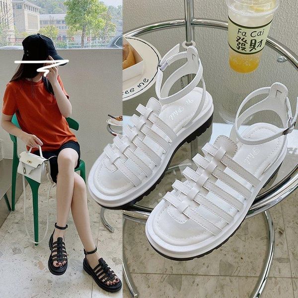 

sandals korean women students braided roman summer thick-soled casual, Black