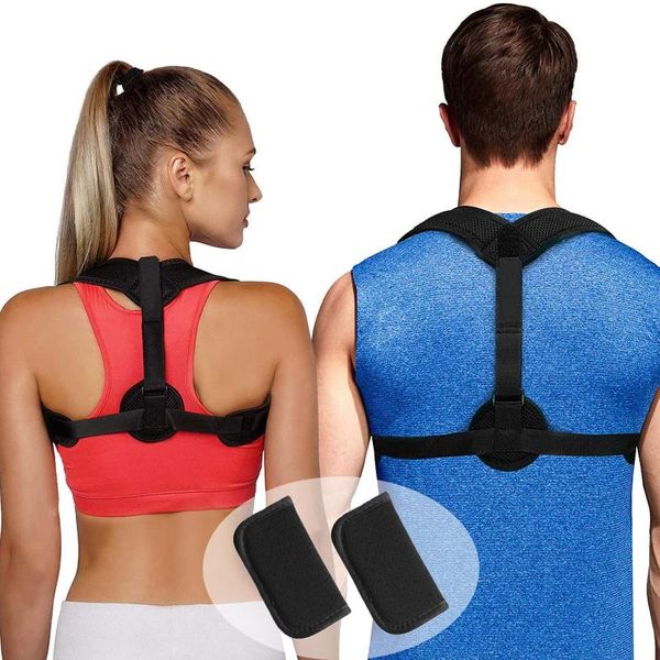 

posture corrector adjustable support belt clavicle spine back shoulder lumbar correction yoga stripes