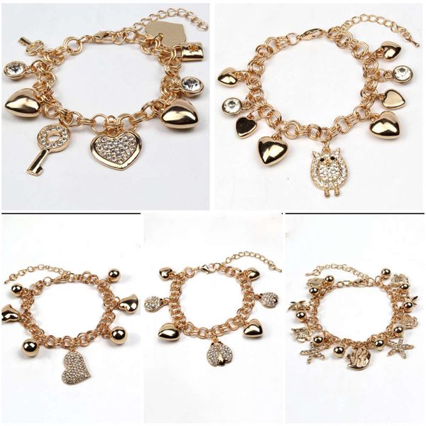

,bracelet diy animal insect bracelet fashion gold peach heart o crystal bracelet straight women's jewelry, Golden;silver