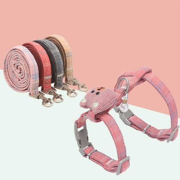 

soft dog harness leash collar set adjustable cartoons bear for small medium pets cat outdoor walking collars & leashes