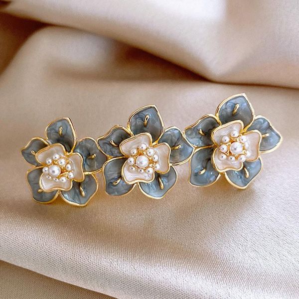 

hair clips & barrettes korean enamel hairgrips jewelry elegant pearl flower hairpins for women gilrs accessories, Golden;silver