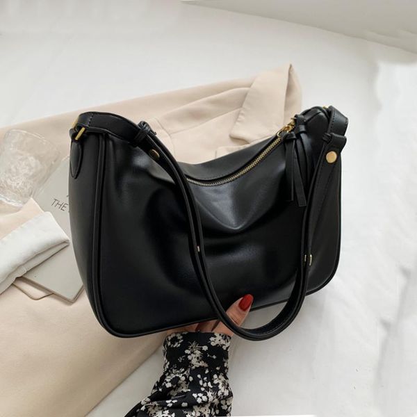 

evening bags vintage large capacity shoulder women's bag winter simple soft pu leather luxury designer handbags female shopper crossbod