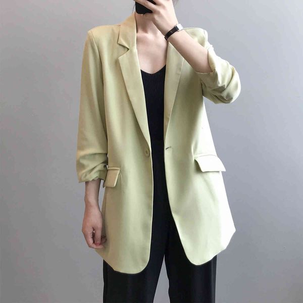 

women's suits & blazers pure color fashion thin vertical suit coat spring single button notched office lady blazer korean sunscree, White;black