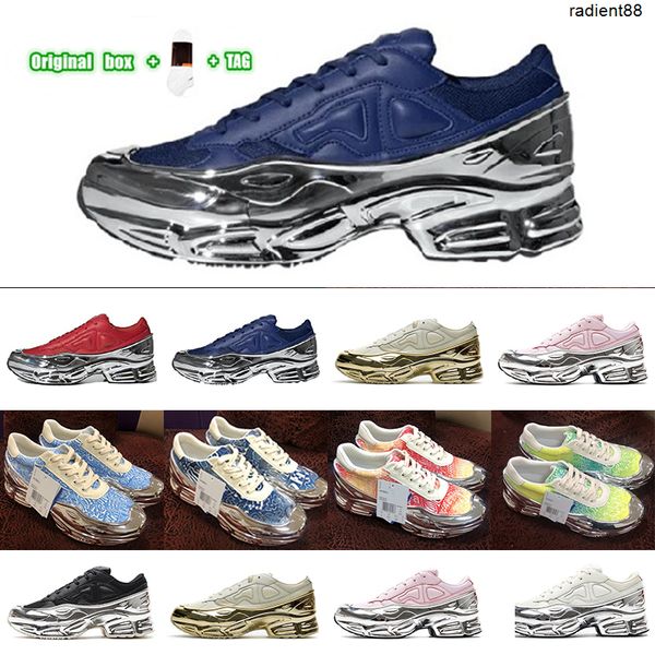 

[original box+socks+tag]preferential running shoes ozweego 3 x raf simons trail halloween retro white men and women liquid silver mirror