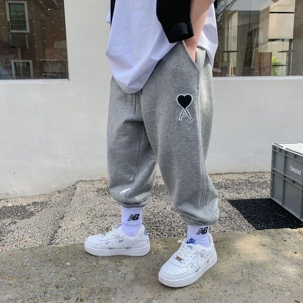 

children's clothing girls' sweatpants 2021 pants, casual big loose-fitting love trousers, Blue